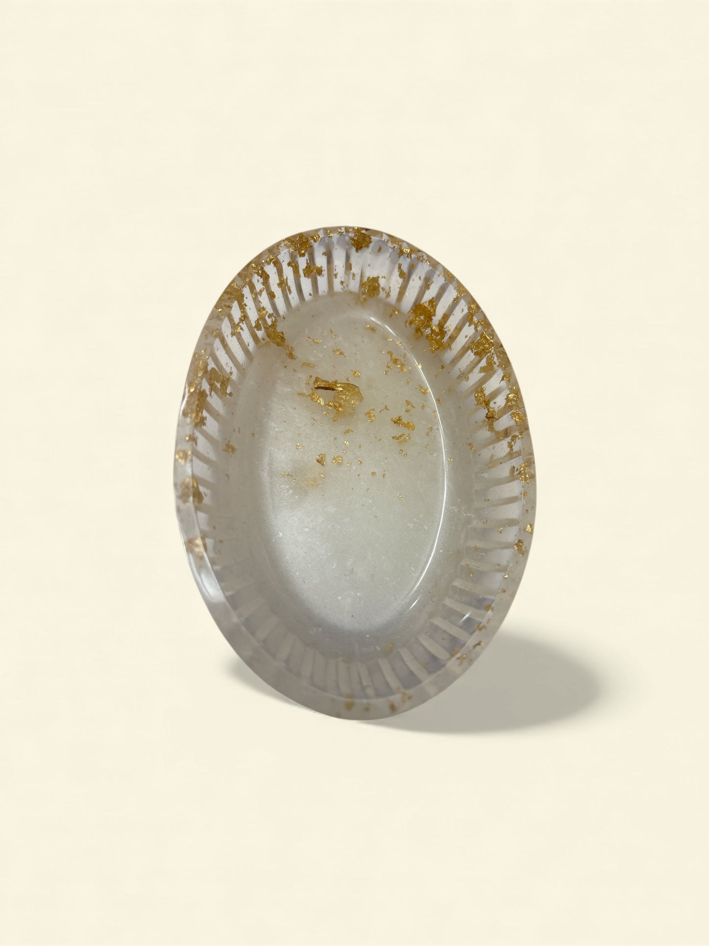 Soap Dish-Gold Flake and White Backgound