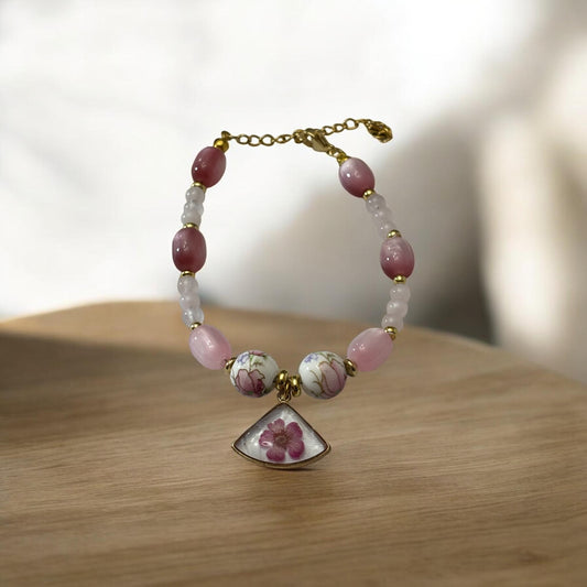 Bracelet- Pink Floral Porcelain