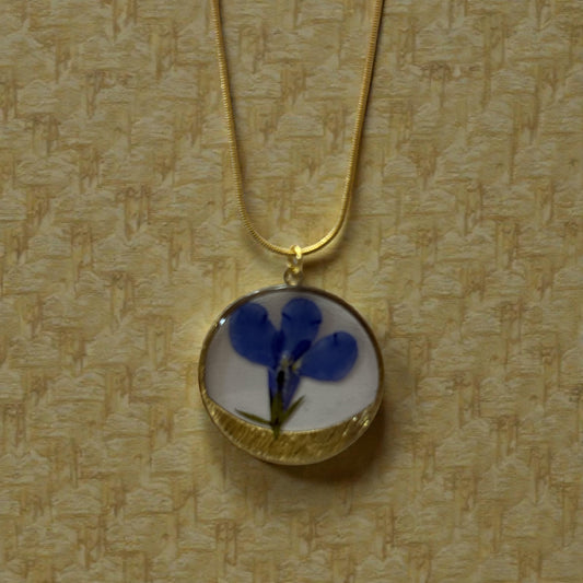 Necklace-Blue Lobelia Hexagon Pendant