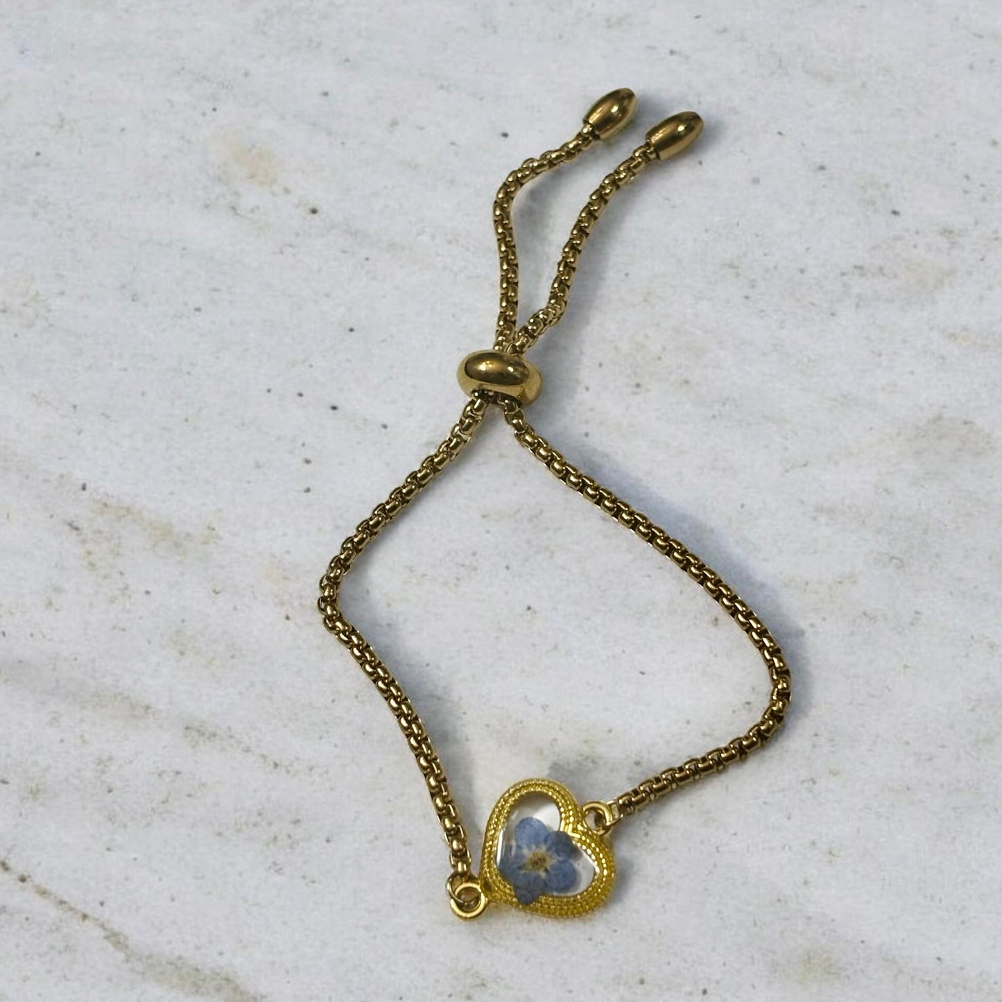 Stainless Steel Bracelets with Forget Me Knots Flower (1 flower gold color)