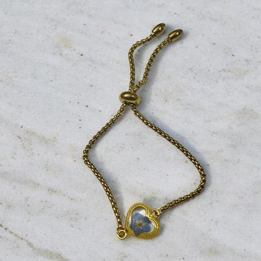 Stainless Steel Bracelets with Forget Me Knots Flower (1 flower gold color)