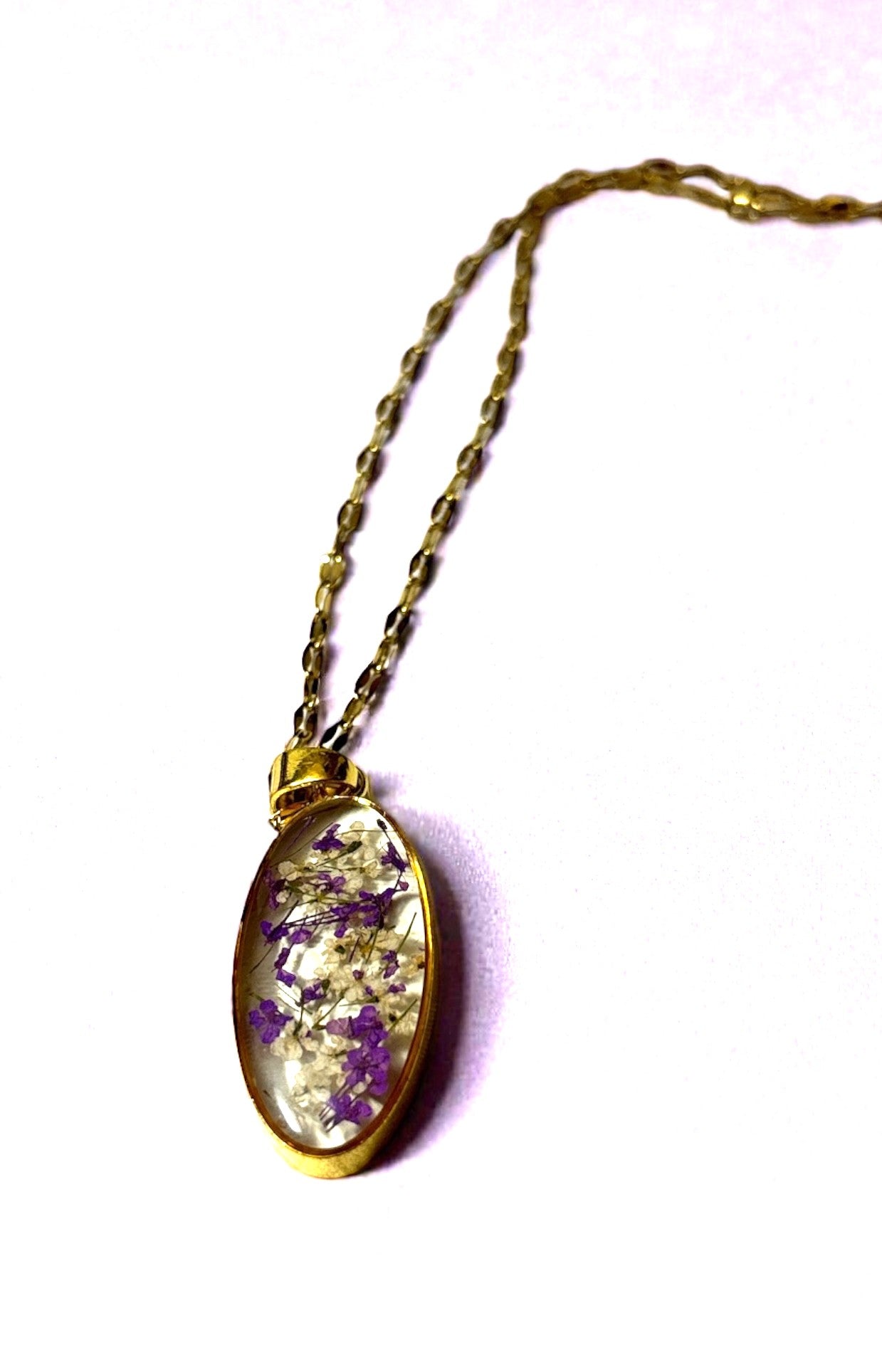 Necklace- Purple and White Flowers