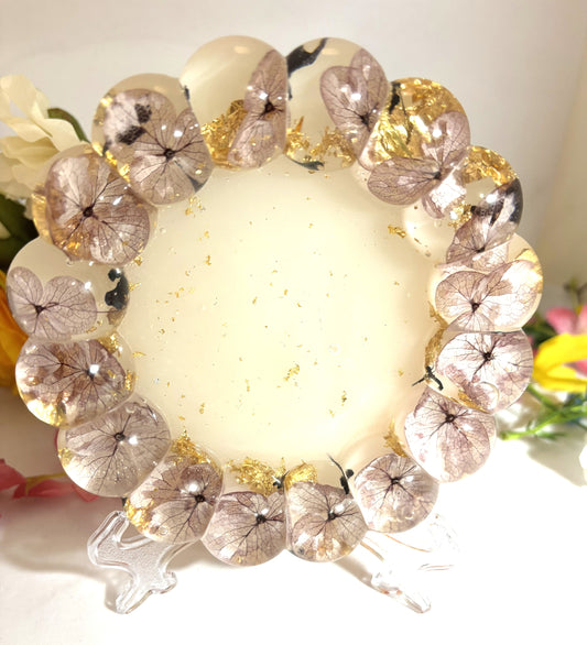 Coaster- Cherry Blossom and Gold Foil with White Background