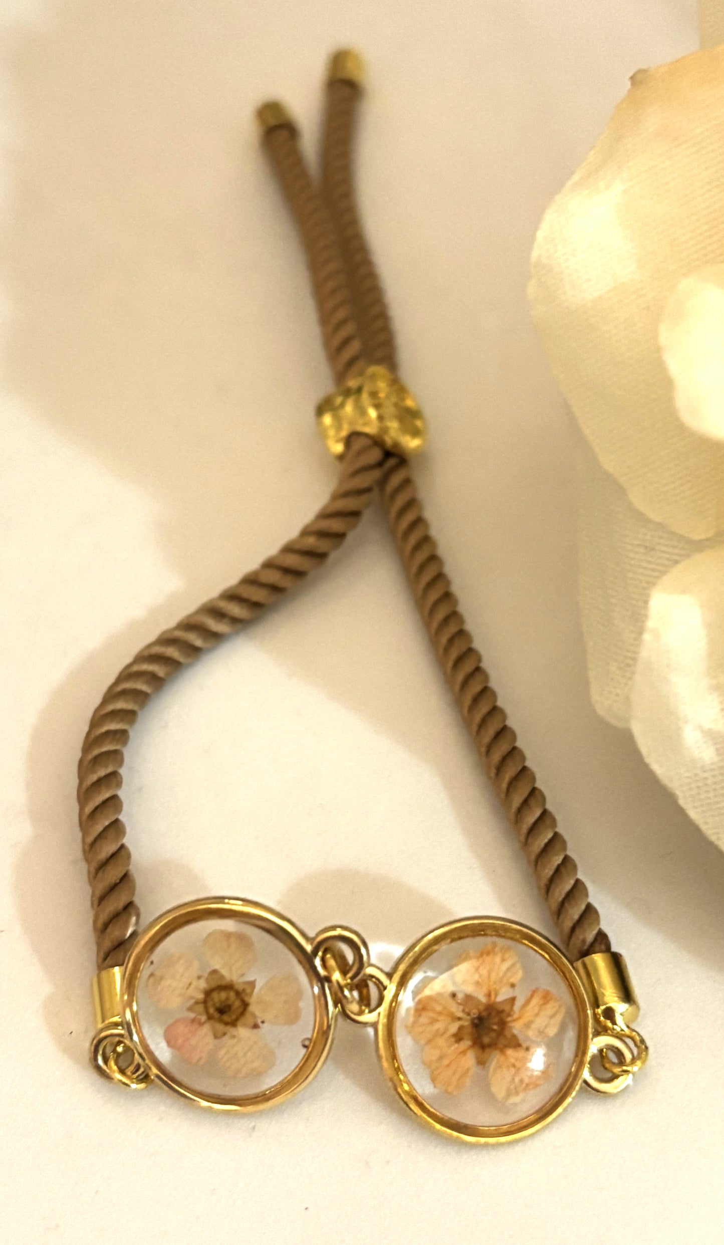 Floral Cord Bracelets with Forget Me Knots Flower (2 flowers)