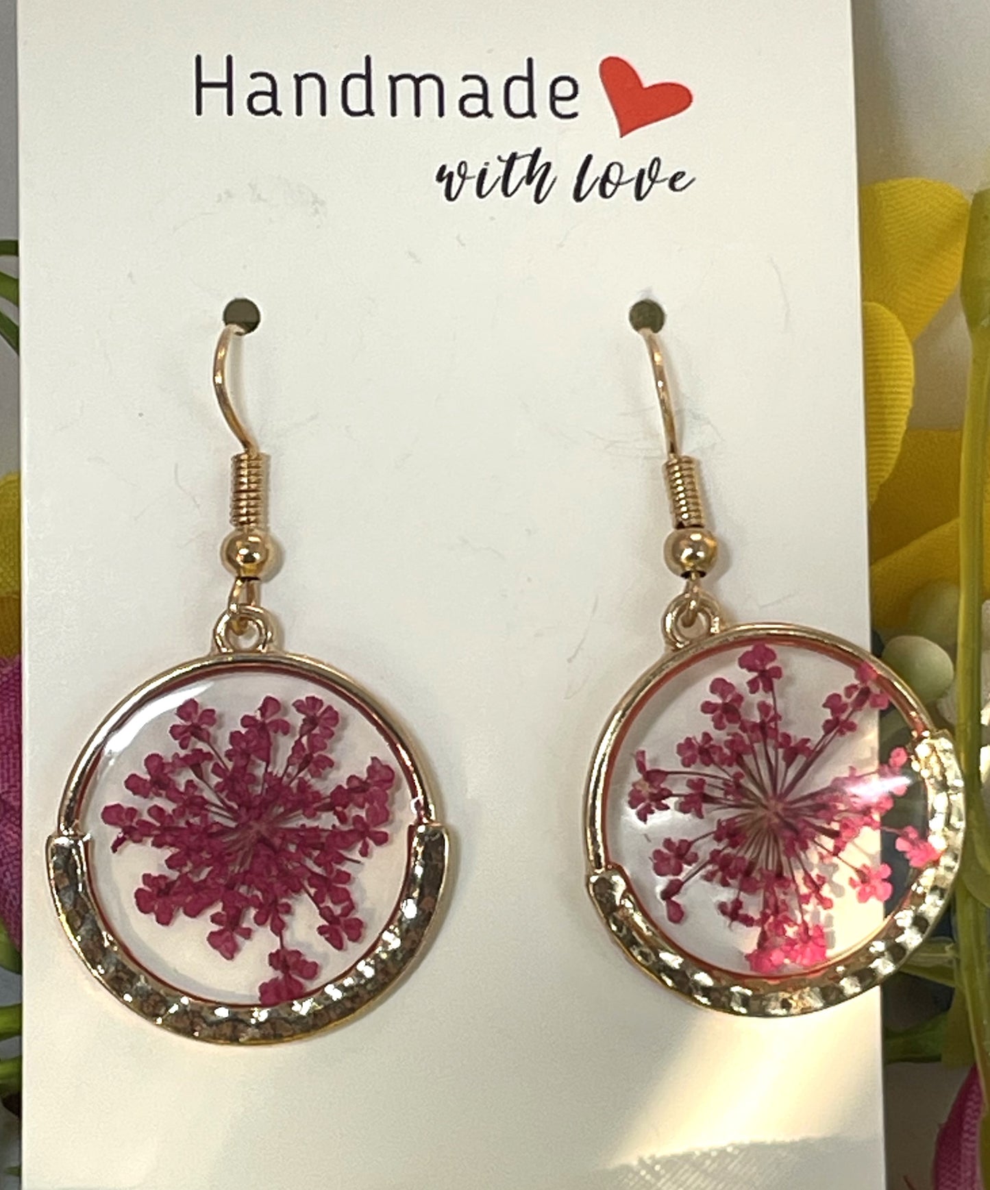 Earrings- Pink Queen Anne Lace