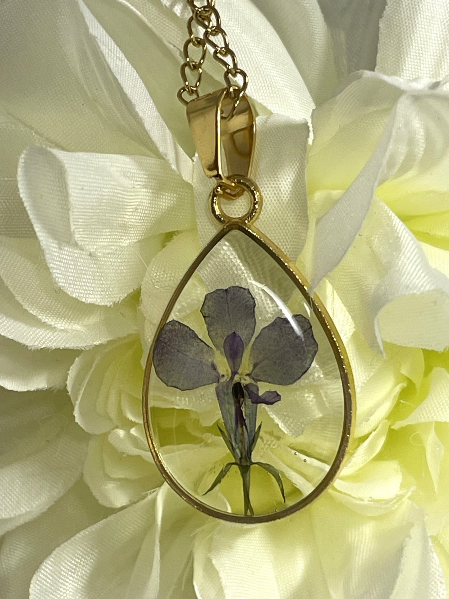 Necklace- Purple Lobelia Teardrop Pendant