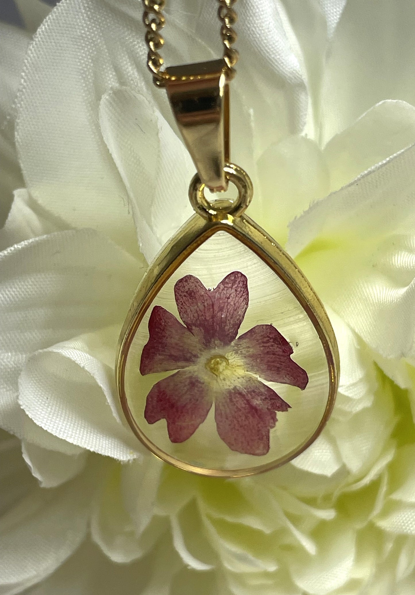 Necklace- Purple Verbena Teardrop Pendant