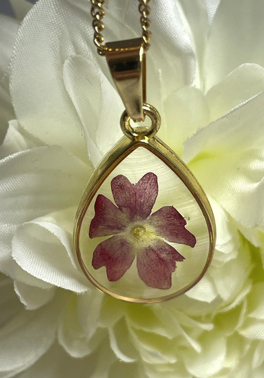 Necklace- Purple Verbena Teardrop Pendant