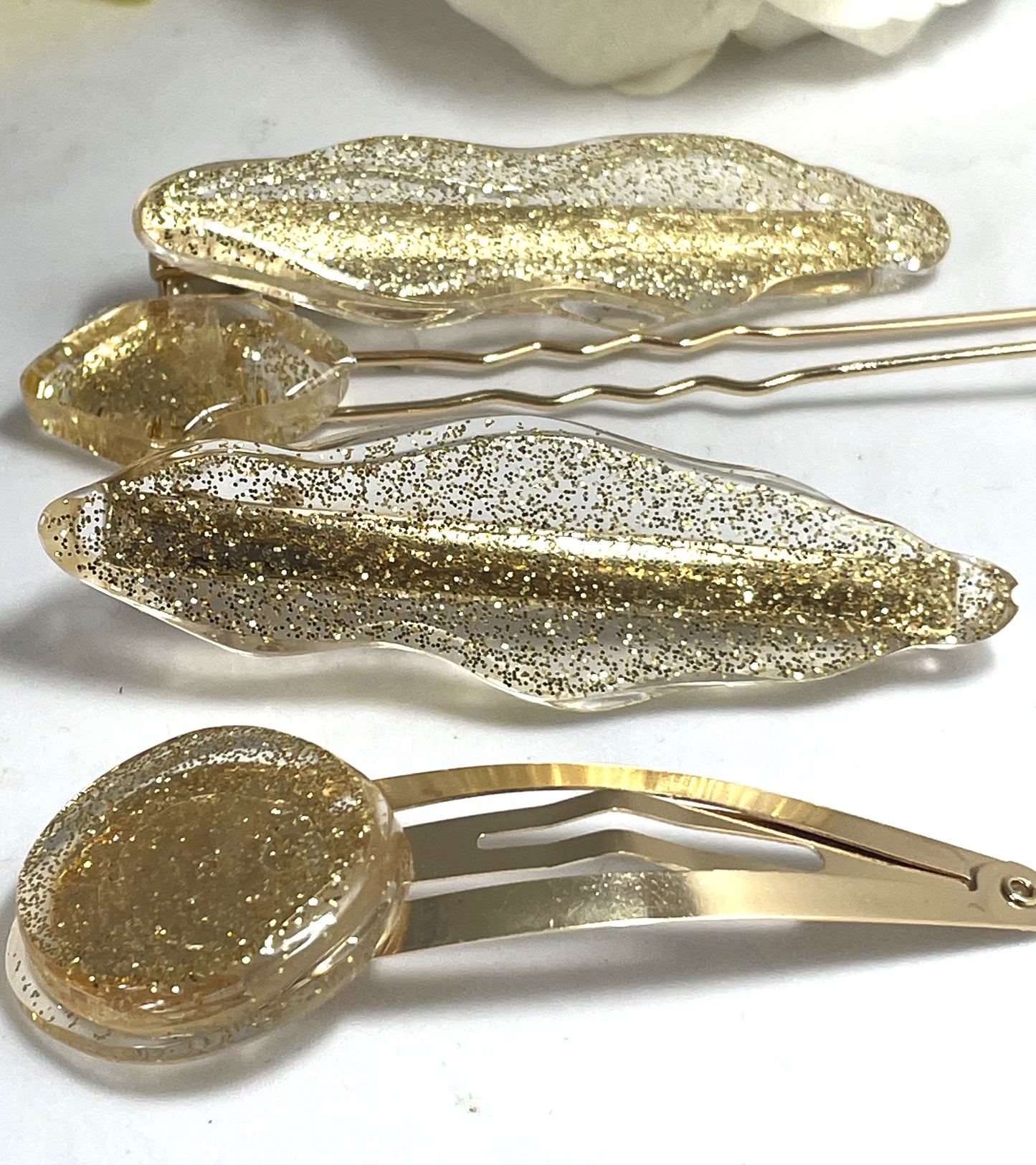 Hair Clips- Gold Glitter (Set of 4)