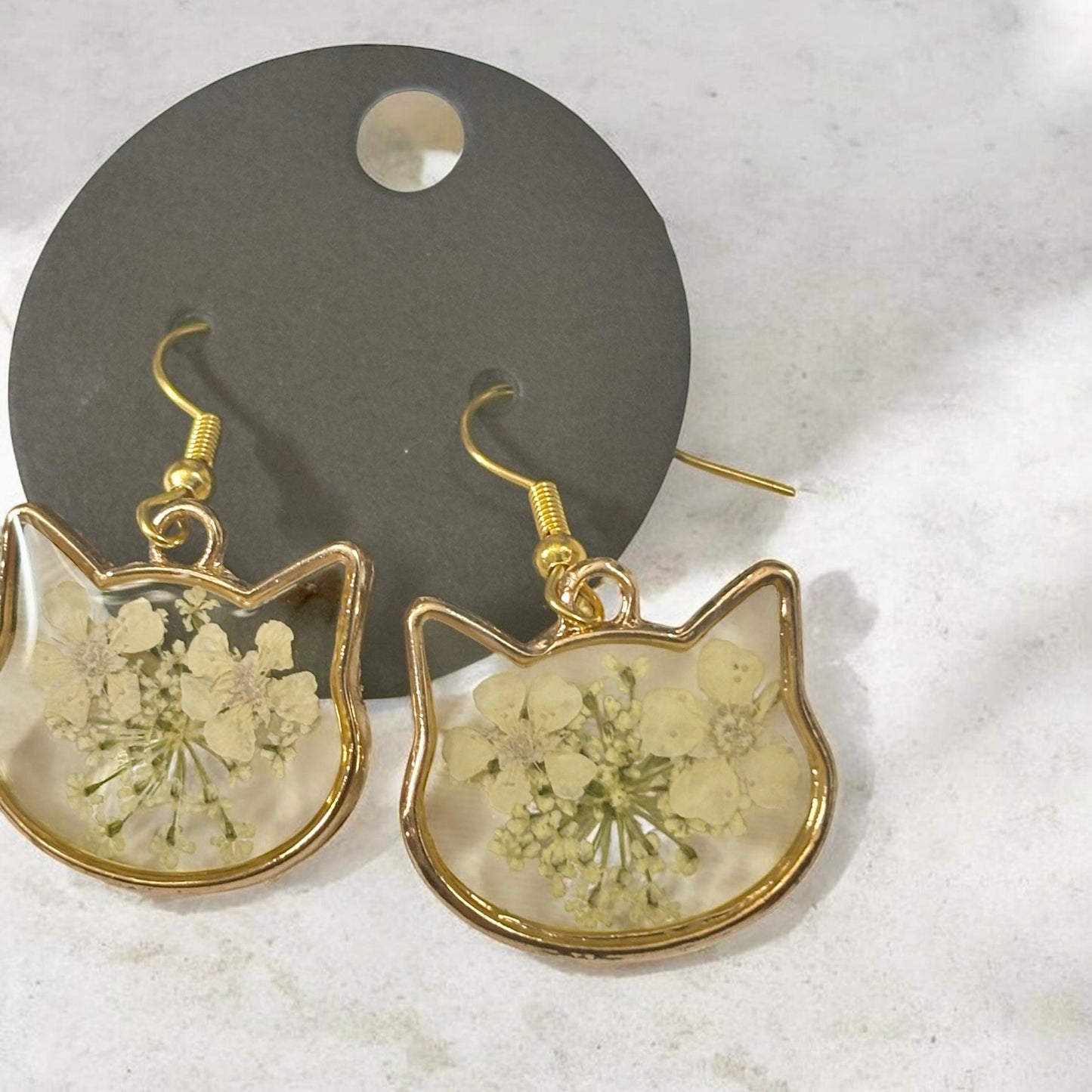 Earrings- Stainless Steel Hypoallergenic Cat Shaped Forget Me Knots