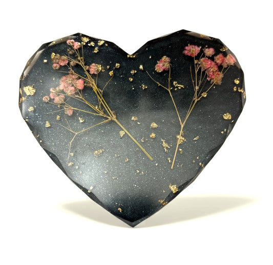 Coaster- Pink Baby's Breath,  Gold Foil with Black Background