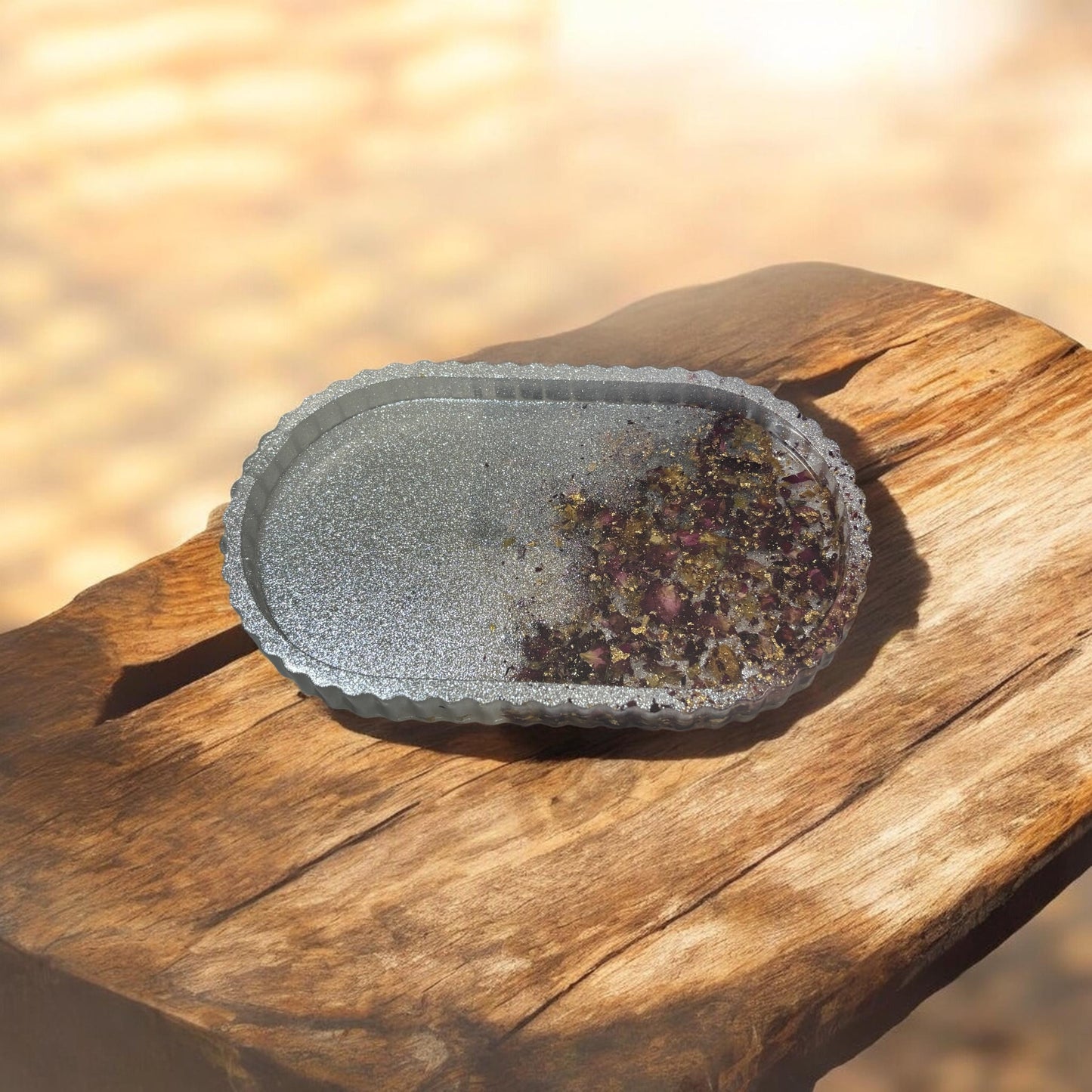 Tray- Dried Rose Petals with White Background