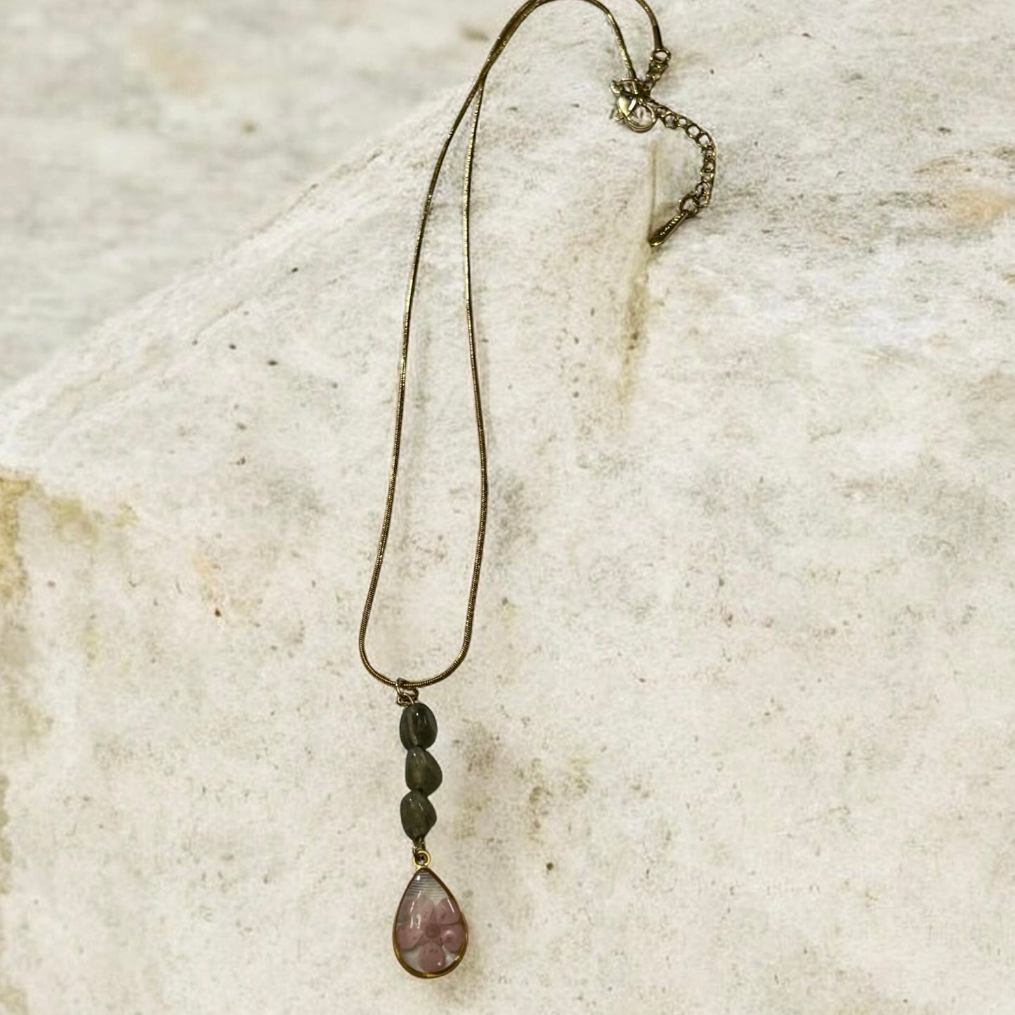 Necklace- Floral Labradorite Crystal