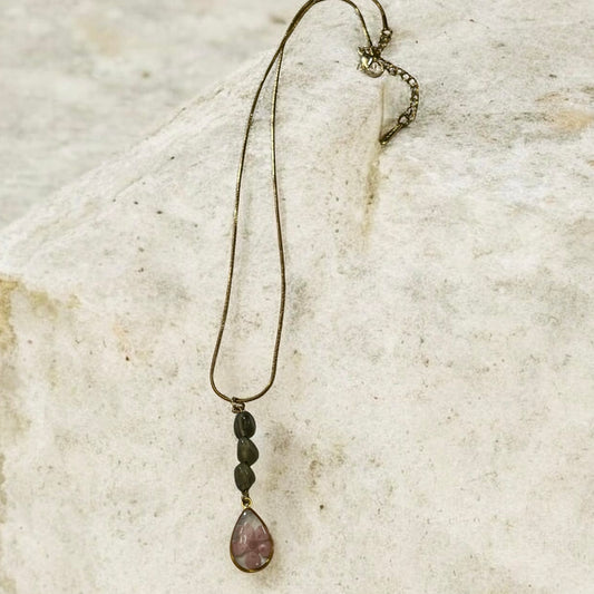 Necklace- Floral Labradorite Crystal