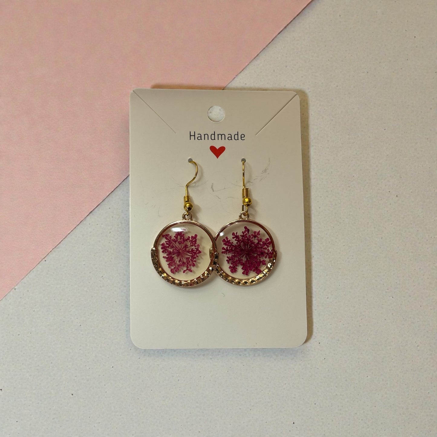 Earrings- Pink Queen Anne Lace