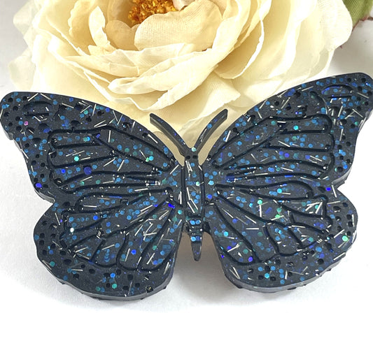 Hair Clip- Butterfly Clip with Blue Glitter