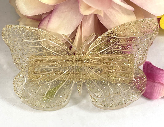 Hair Clip- Butterfly Clip with Gold Glitter