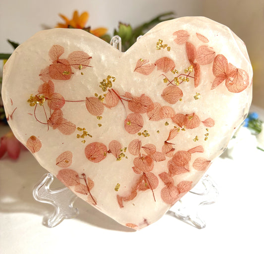 Coaster- Heart Shaped Red Hydrangea with Gold Foil with White Background