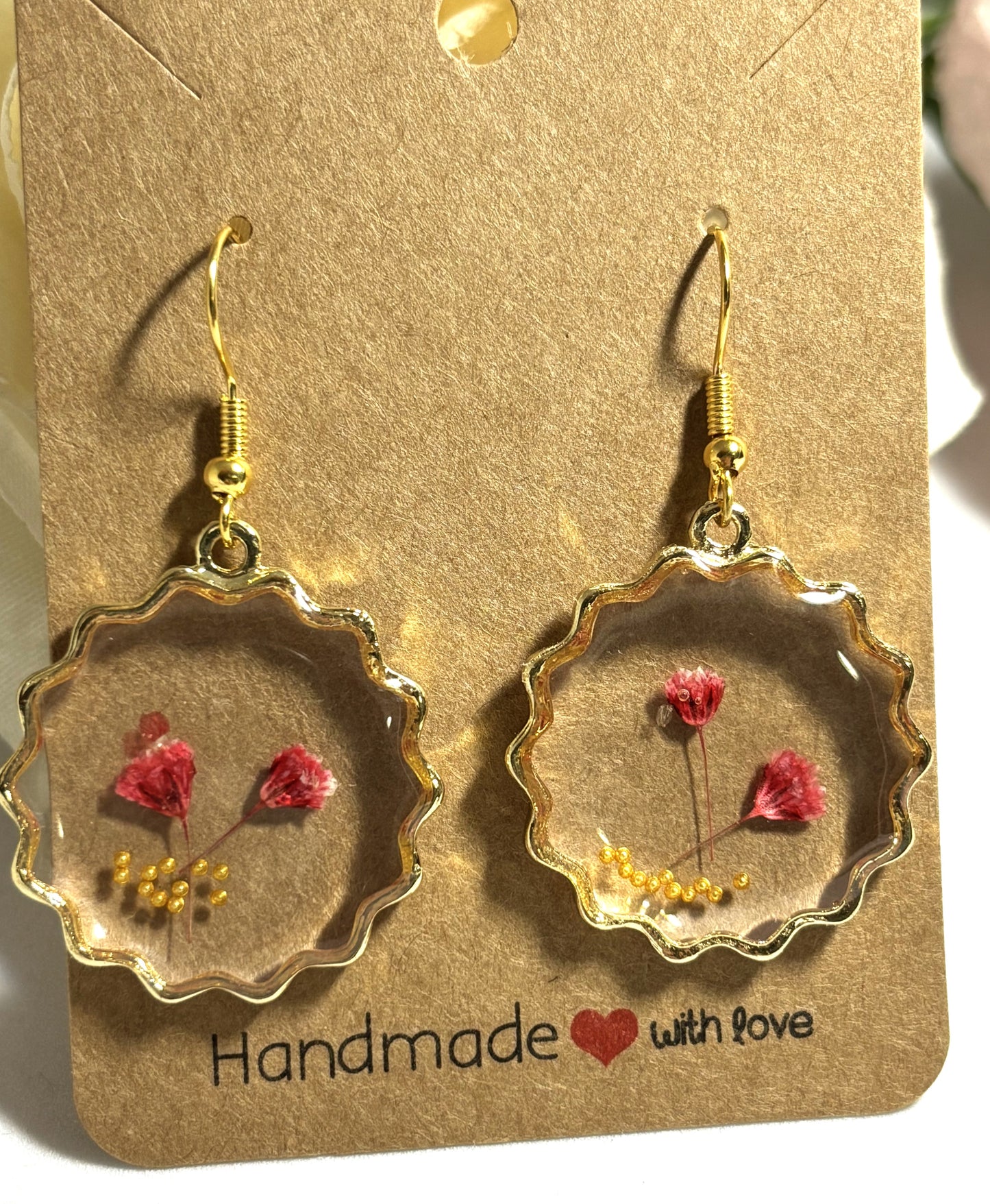 Earrings- Red Flowers