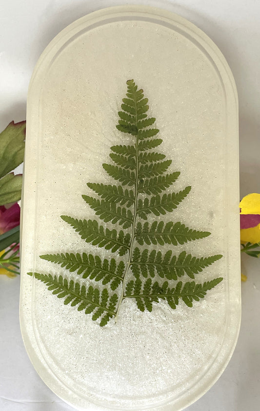 Tray- Floral Tray Green Leaf in White Background