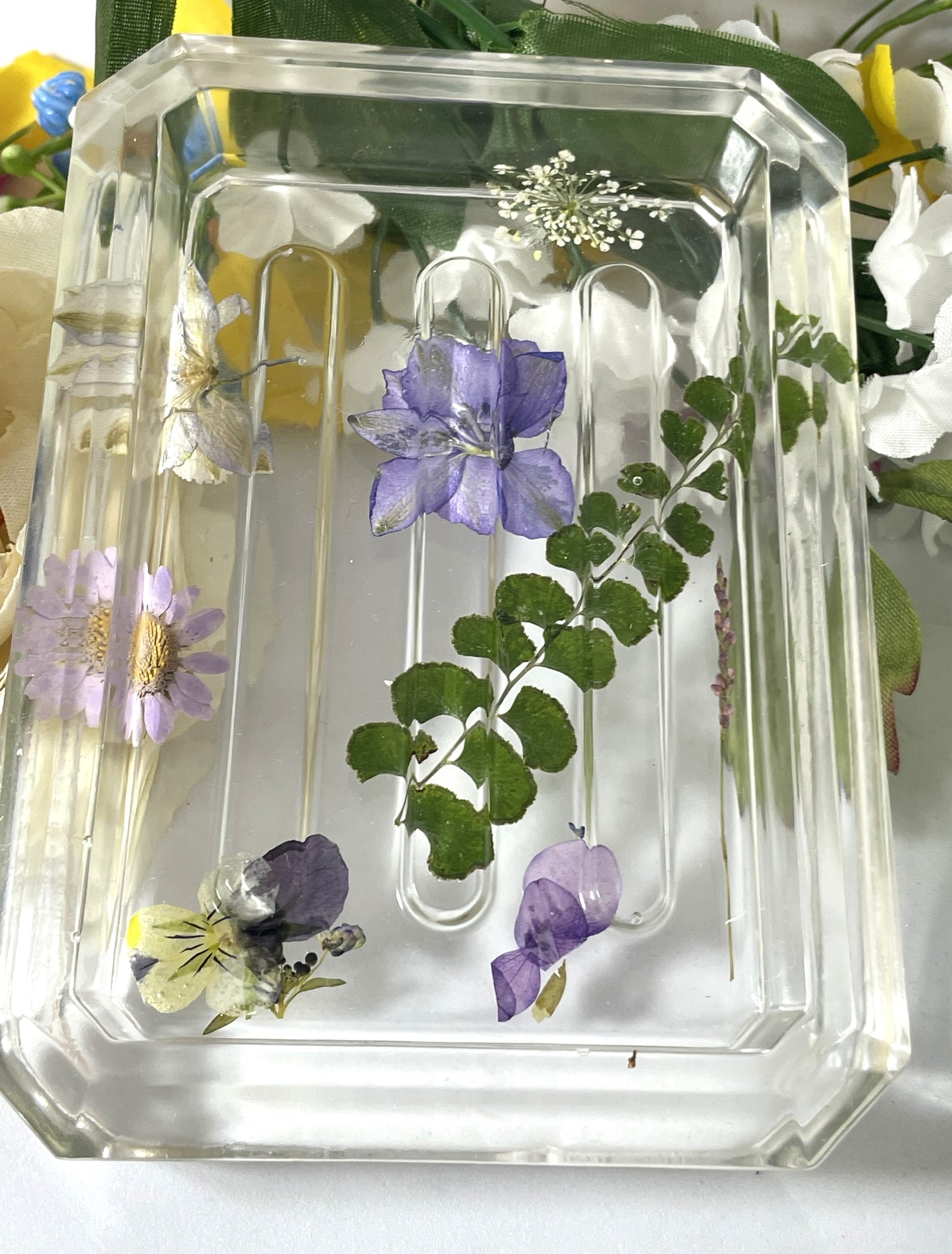 Soap Dish-Purple Flowers