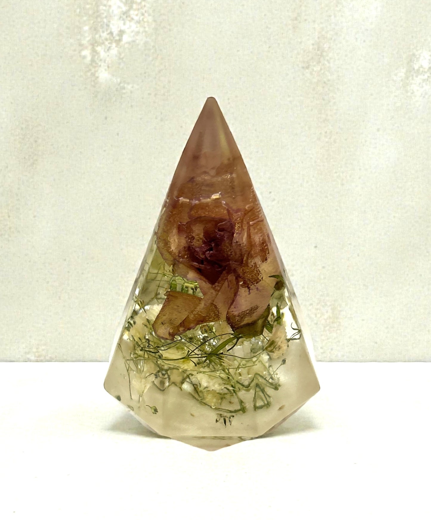 Ring Holder- Pink Rose, White Baby's Breath and Gold Foil